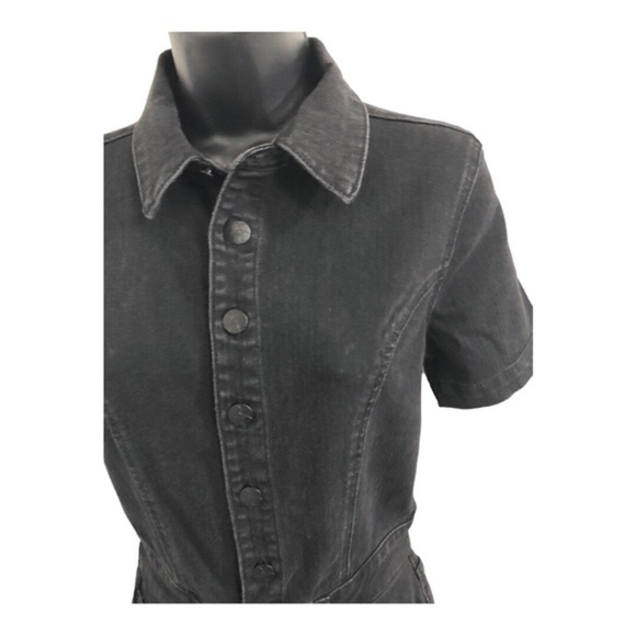 Jessica Simpson black denim button front short sleeve jeans jumpsuit size 5 new - Picture 4 of 17